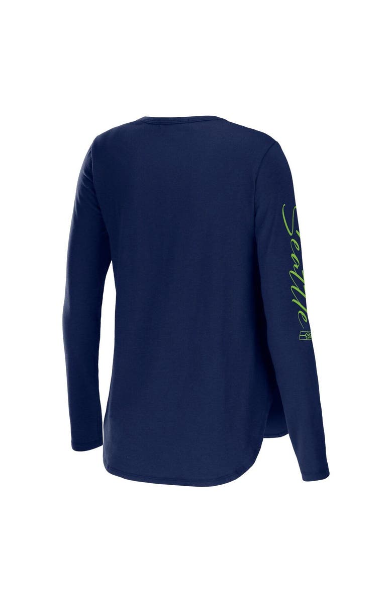 WEAR by Erin Andrews Women's WEAR by Erin Andrews College Navy Seattle Seahawks Team Scoop Neck Tri-Blend Long Sleeve T-Shirt, Alternate, color, Navy