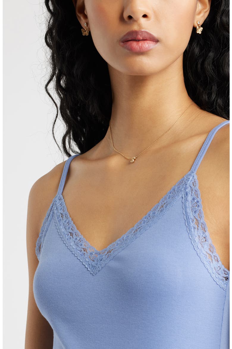 Lace Trim V-Neck Camisole, Alternate, color, BLUE FROST