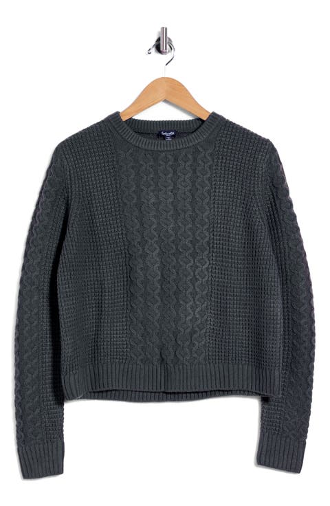Novelty Cable Crewneck Sweater