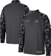 COLOSSEUM Men's Colosseum Charcoal Iowa State Cyclones OHT Military Appreciation Long Range Raglan Quarter-Zip Jacket