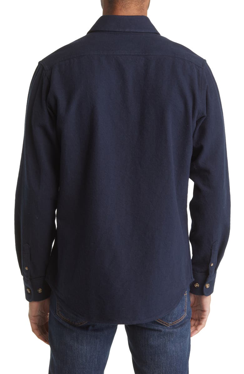 Schott NYC Solid Two-Pocket Flannel Button-Up Shirt, Alternate, color, Navy
