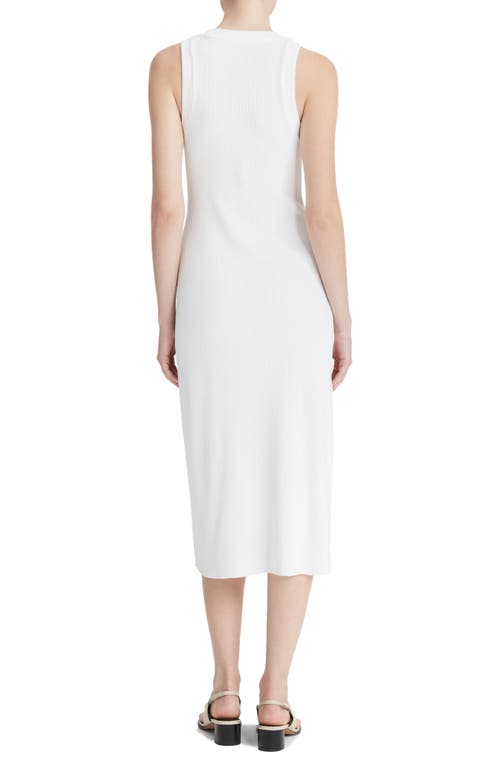 Vince Flared-hem Rib-knit Cotton-blend Jersey Midi Dress In Optic White