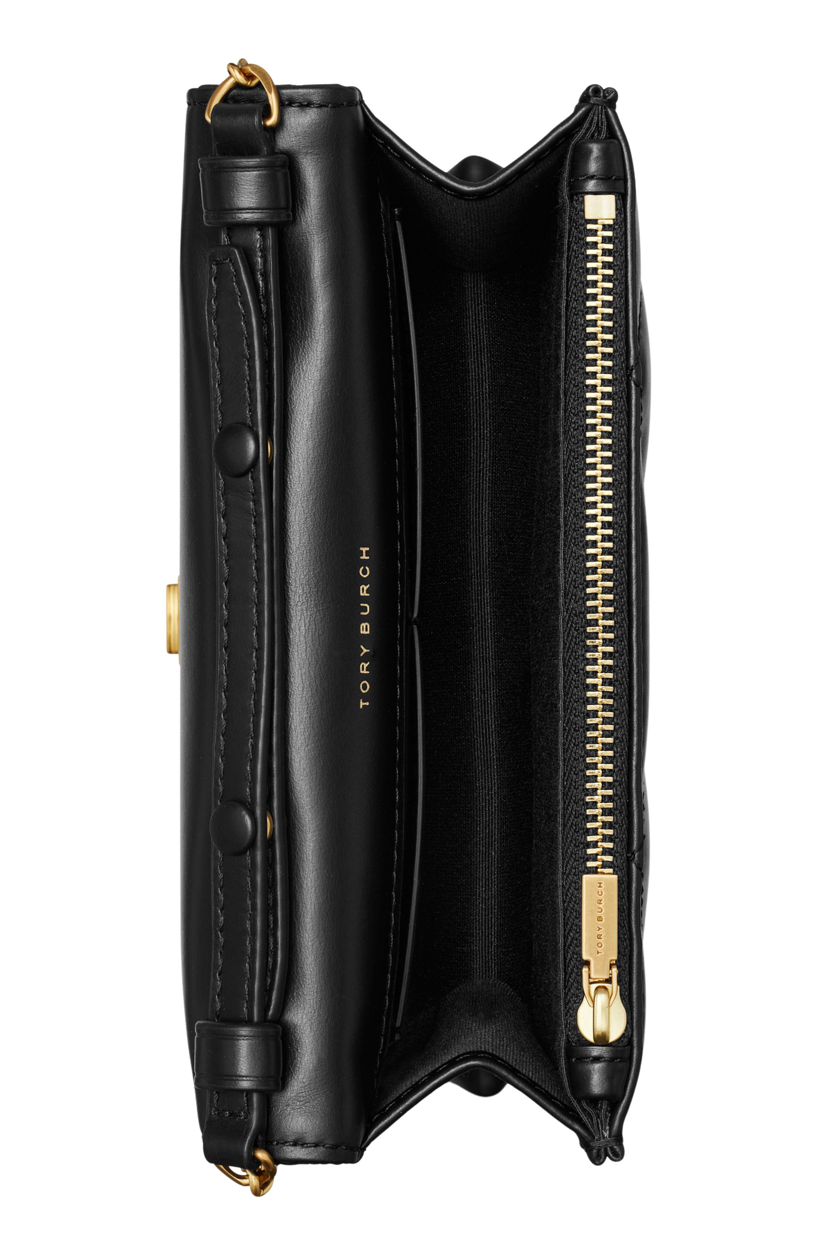 Tory Burch Kira Diamond Quilt Mini Top Handle Crossbody, Alternate, color, Black