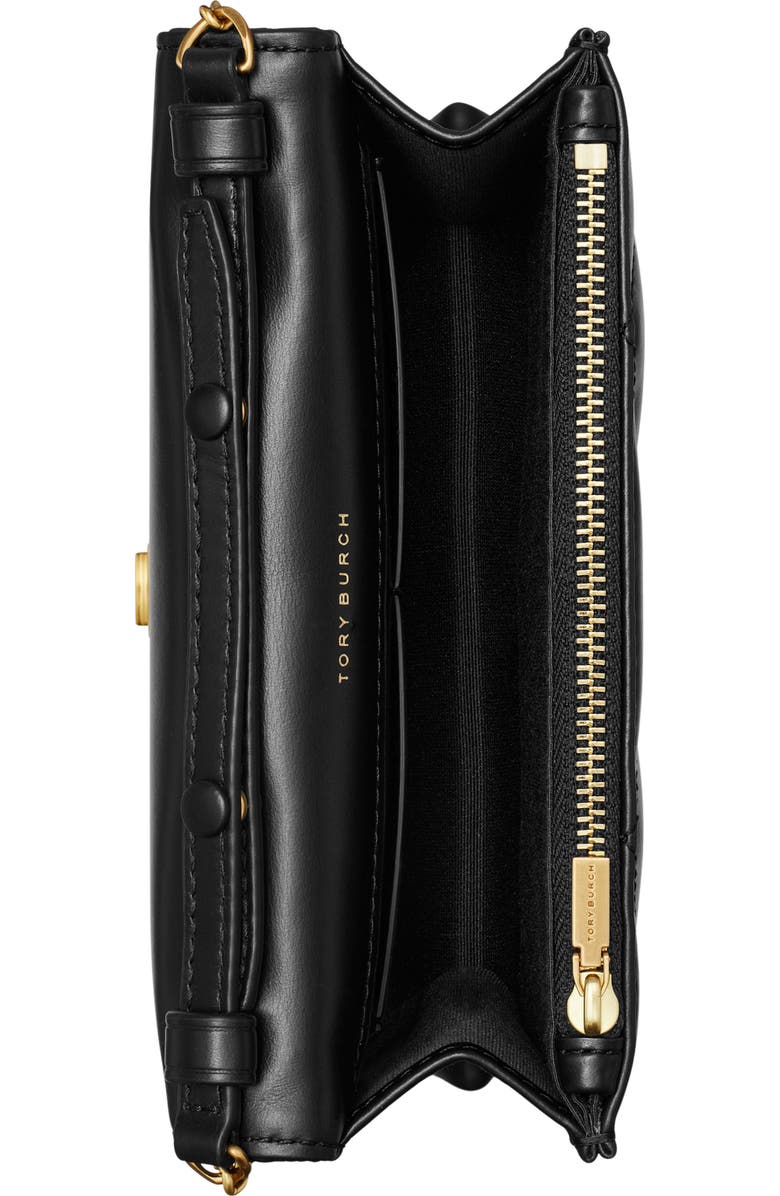 Tory Burch Kira Diamond Quilt Mini Top Handle Crossbody, Alternate, color, Black