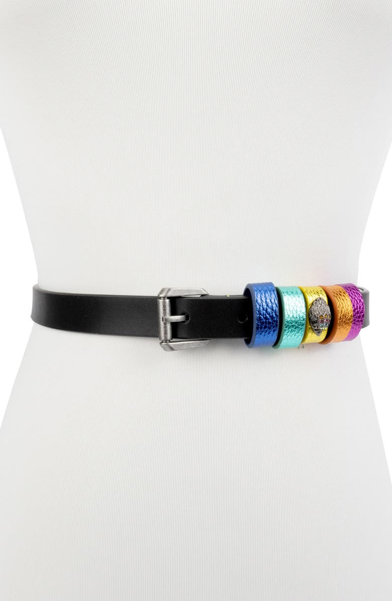 Kurt Geiger London Rainbow Keeper Leather Belt, Alternate, color, 
