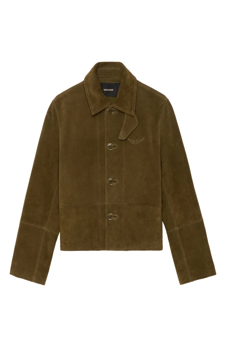 Zadig & Voltaire Lessa Suede Jacket, Alternate, color, Treillis