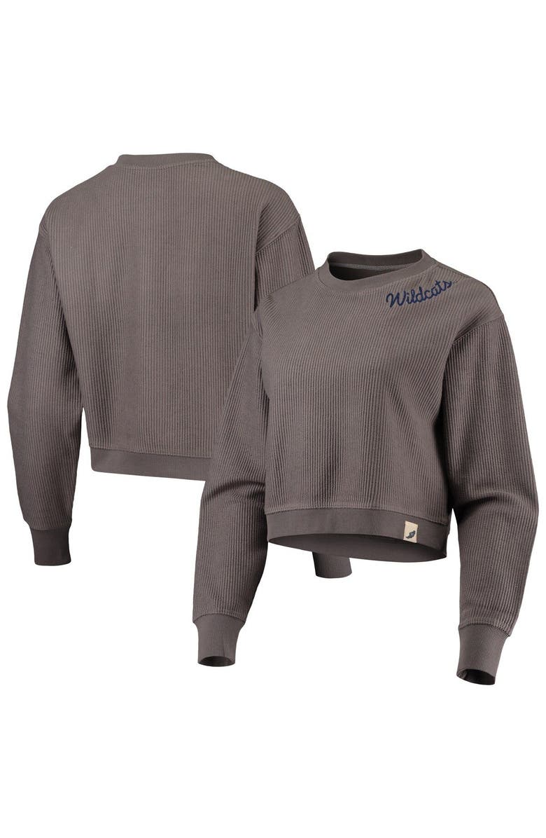 LEAGUE COLLEGIATE WEAR Women's League Collegiate Wear Charcoal Kentucky Wildcats Corded Timber Cropped Pullover Sweatshirt, Main, color, 