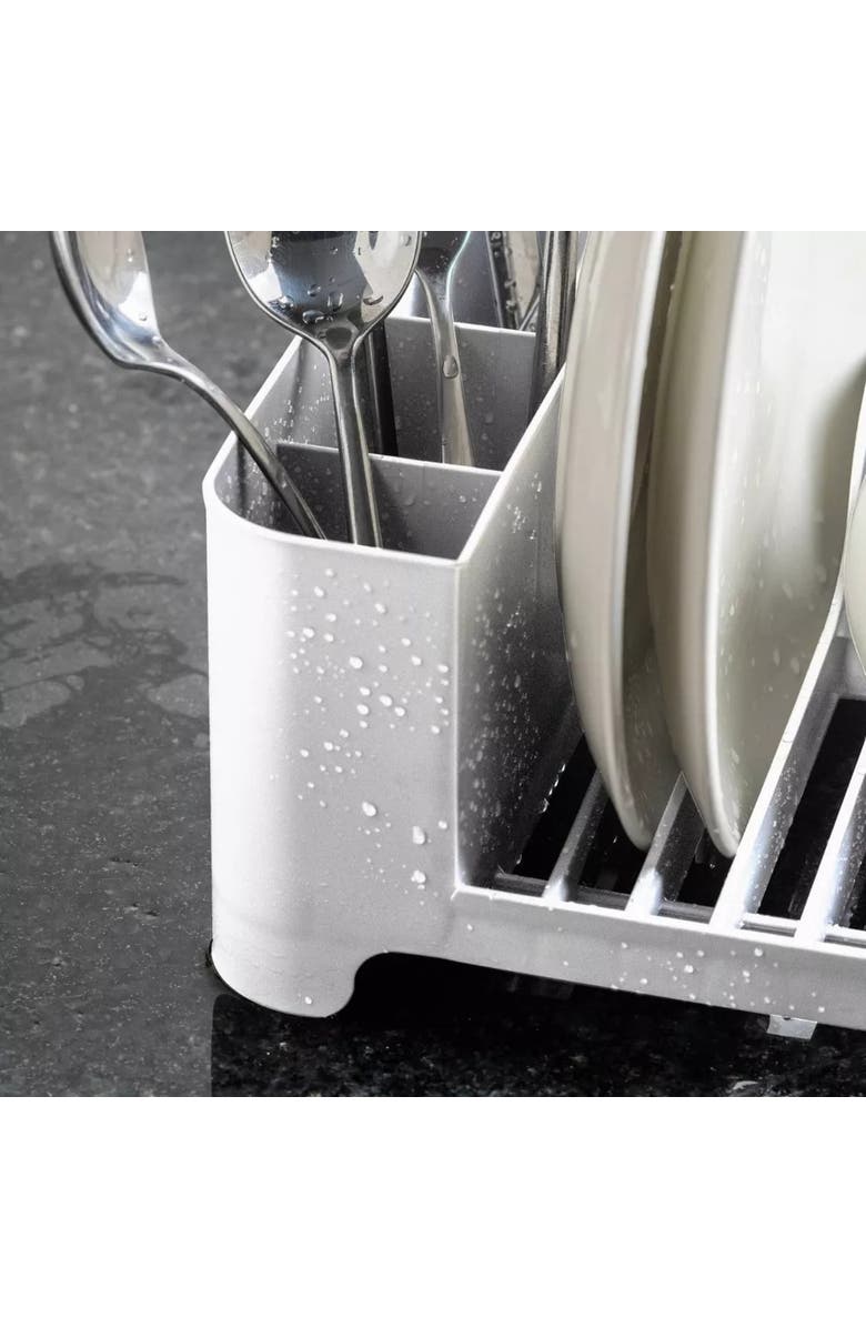 OU Modern Compact Polypropylene Kitchen Dish Drying Rack, Alternate, color, White