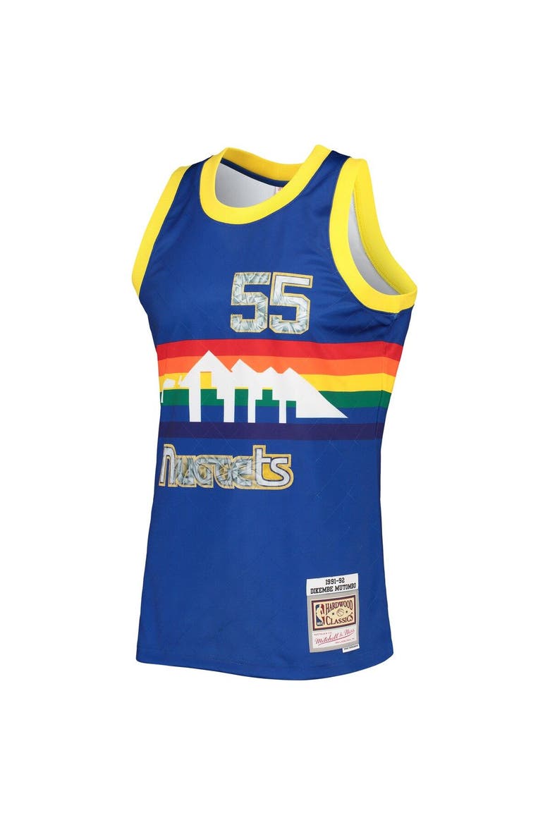 Men's Mitchell & Ness Dikembe Mutombo Royal Denver Nuggets 1996/97 Hardwood Classics NBA 75th Anniversary Diamond Swingman Jersey, Alternate, color, Royal