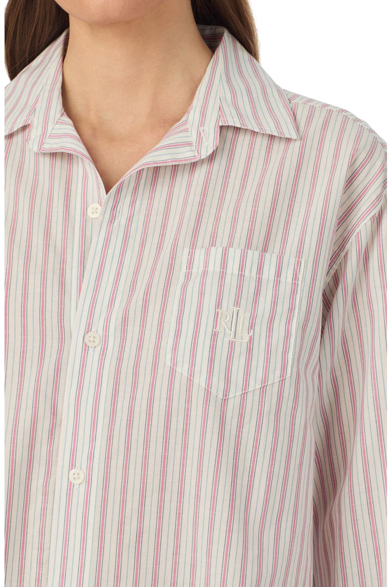 Print Cotton Blend Sleep Shirt, Alternate, color, IVORY MULTI STRIPE