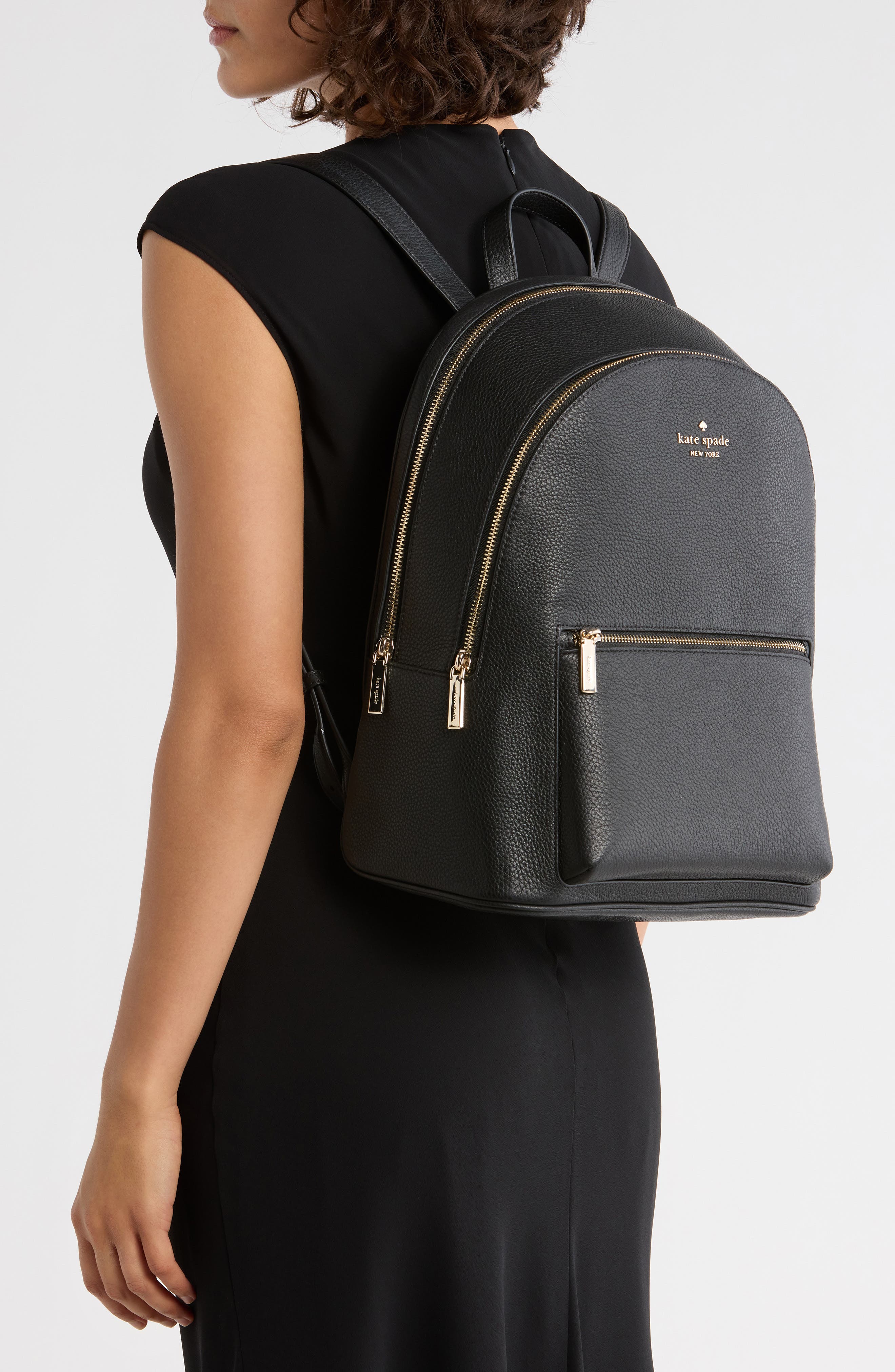 Kate Spade New York lena pebbled leather dome backpack, Alternate, color, 