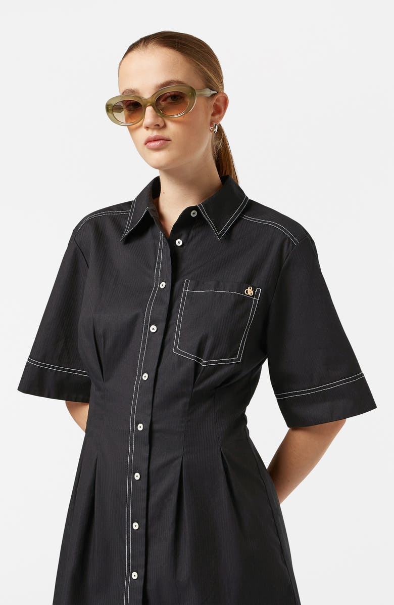 Scotch & Soda Stripe Structured Cotton Shirtdress, Alternate, color, Black
