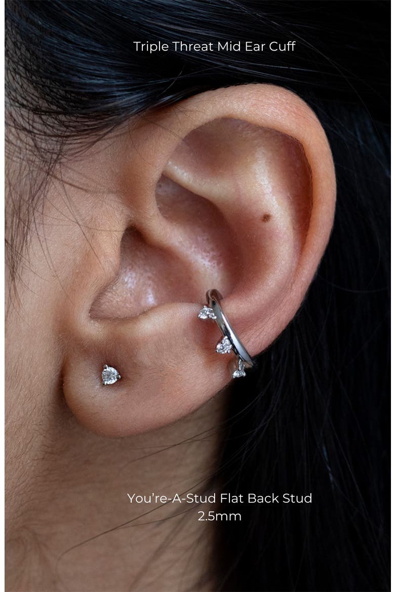Triple-Threat Ear Cuff, Alternate, color, Silver
