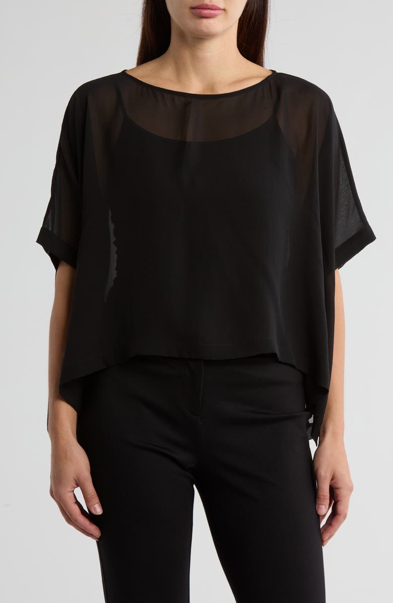 Eileen Fisher Side Tie Silk Poncho, Main, color,