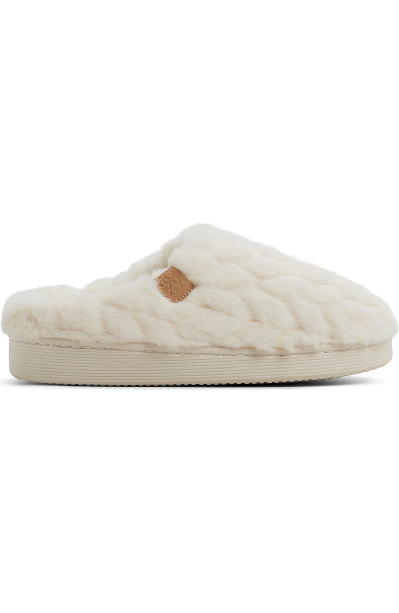 Roxy Bae Faux Fur Slipper, Alternate, color, Cream