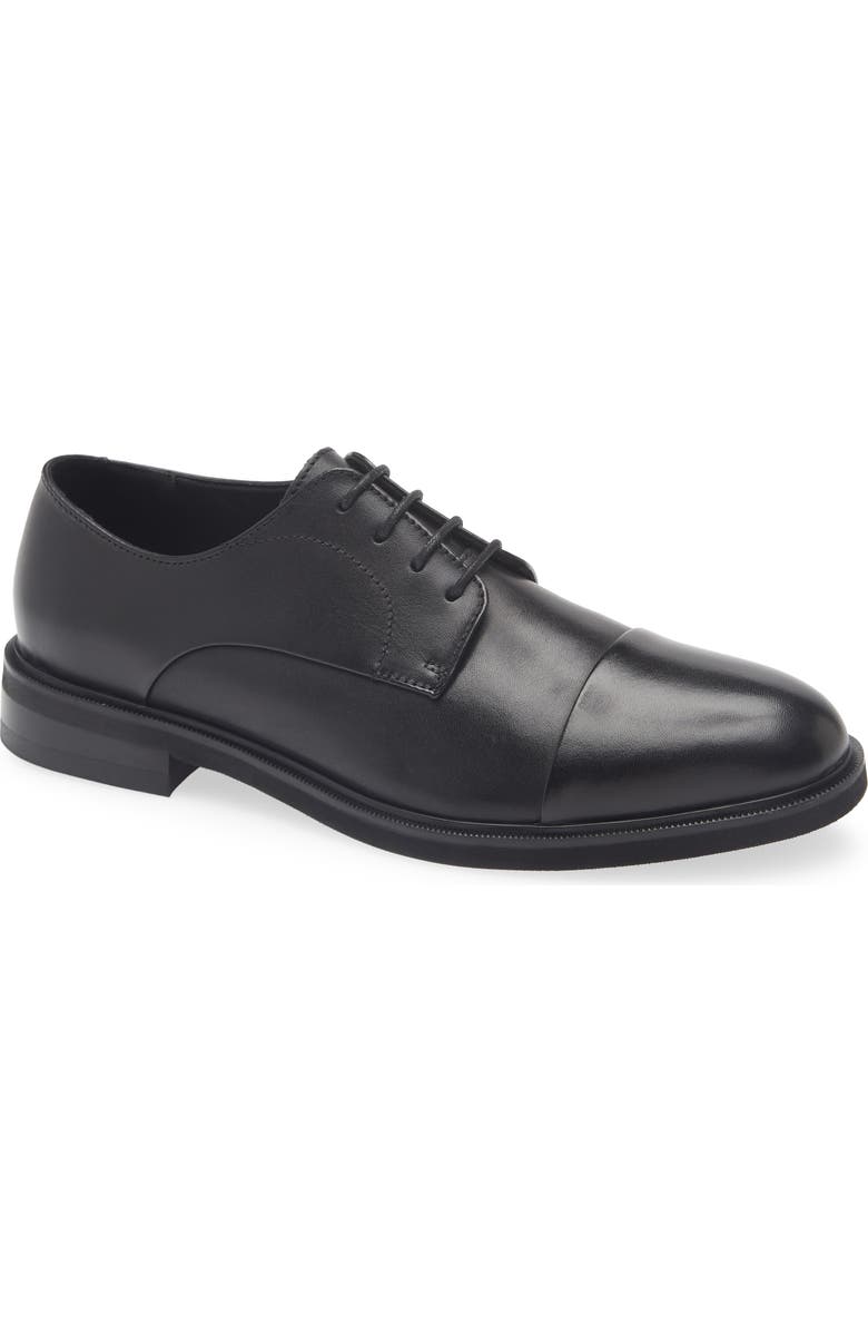 NORDSTROM RACK Ryden Cap Toe Derby, Main, color, Black Leather