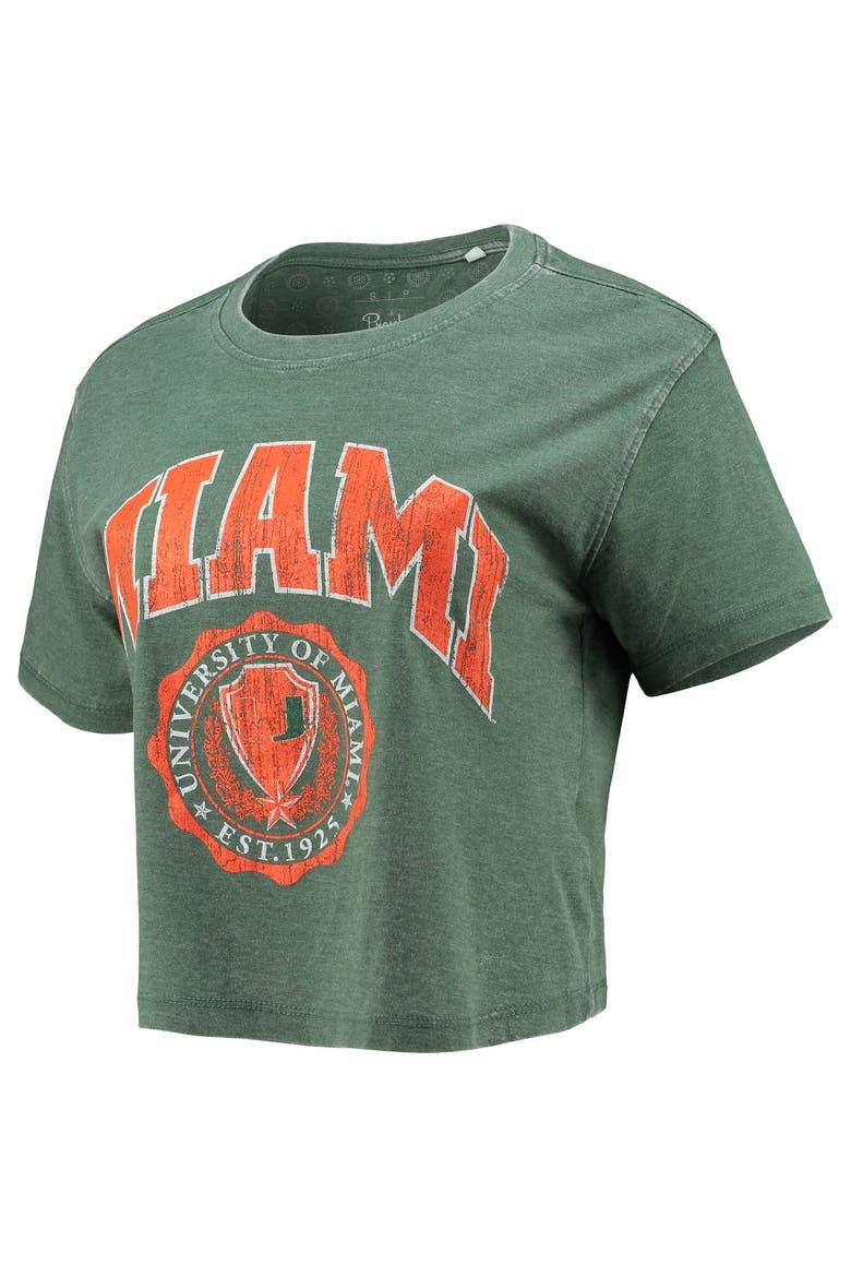 Women's Pressbox Green Miami Hurricanes Edith Vintage Burnout Crop T-Shirt, Alternate, color, Green