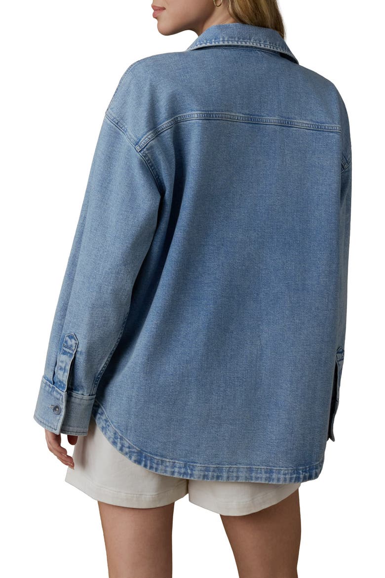 Cotton & Linen Blend Denim Button-Up Shirt, Alternate, color, SUMMER SEAS WASH