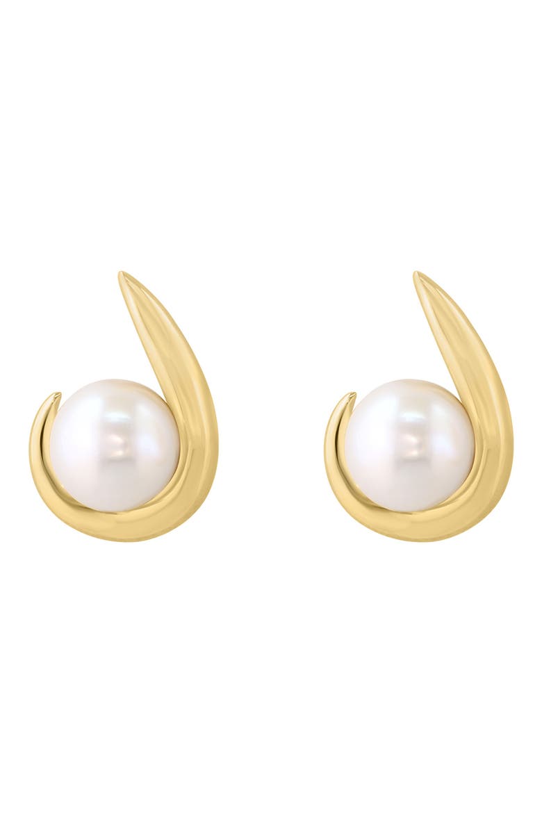 Gold Plated Pearl Drop Earrings, Alternate, color, WHITE