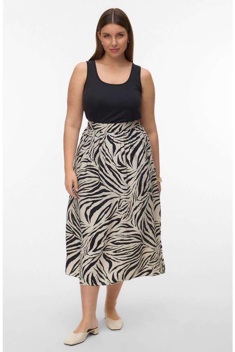Printed Midi Skirt, Alternate, color, PUMICE STONE/ BLACK