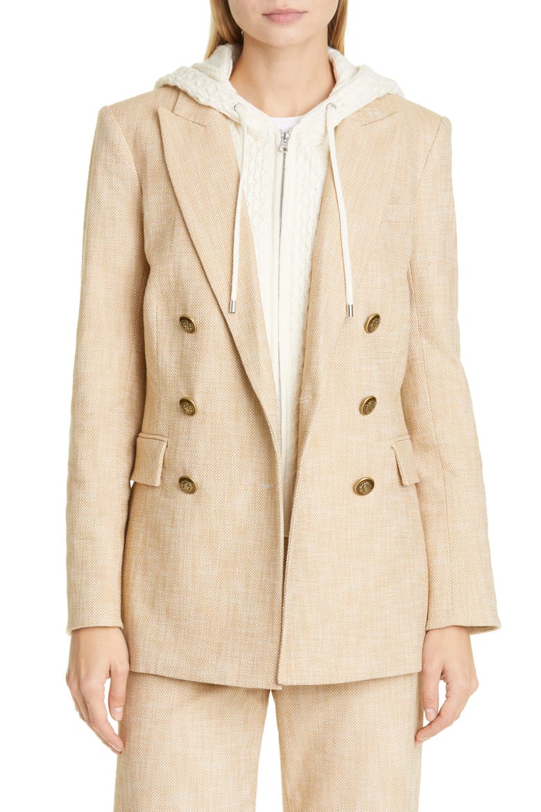 Ellette Dickey Double Breasted Blazer, Alternate, color, CAMEL/ CREAM