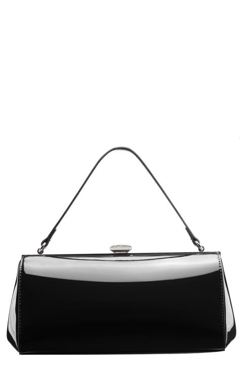 Delsie-P Faux Patent Leather Frame Clutch