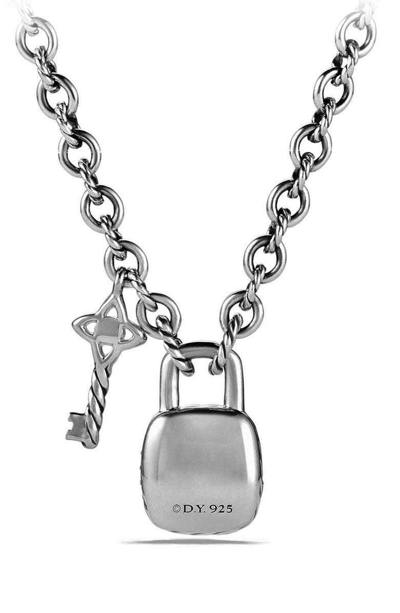 David Yurman 'Cable Collectibles<sup>®</sup>' Lock and Key Charm Necklace with Diamonds, Alternate, color, 