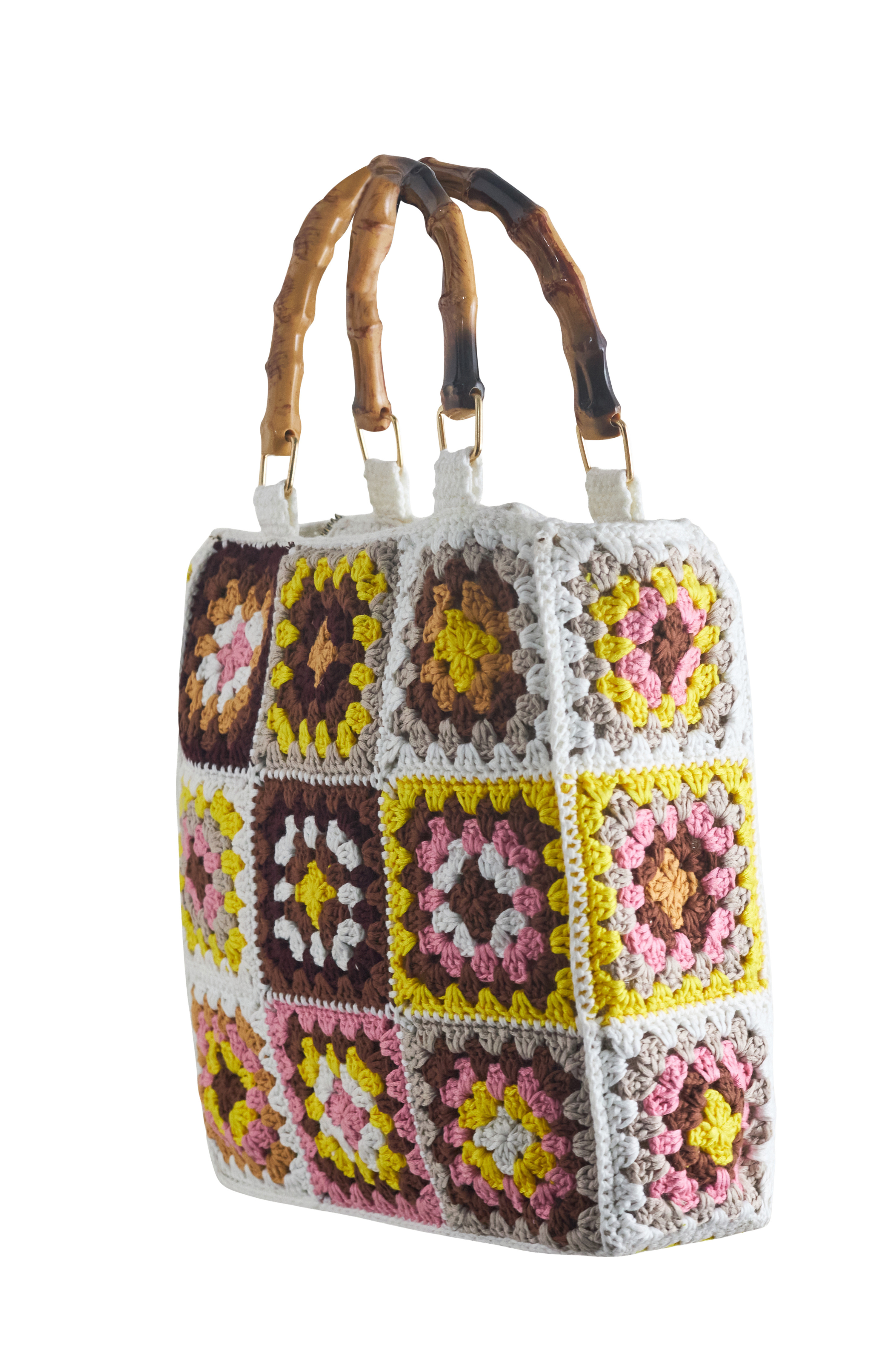 Solomon & Sage Granny Square Crochet Tote Bag, Alternate, color, Brown
