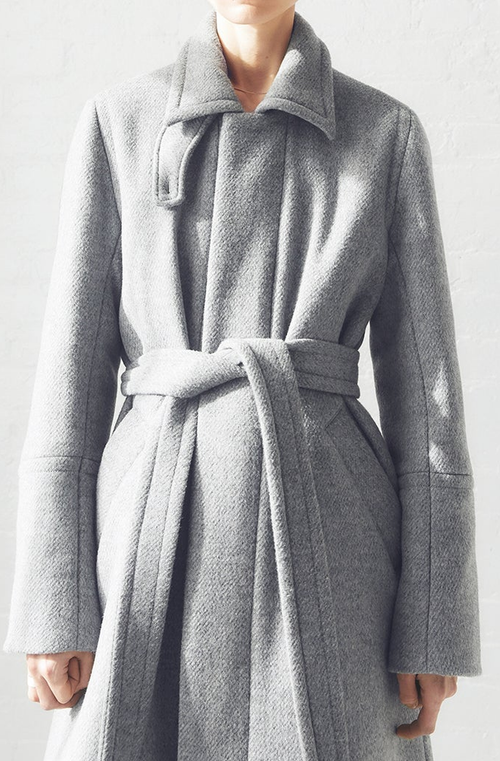 Caalo Sustainable Down Wool Over Coat In Gray