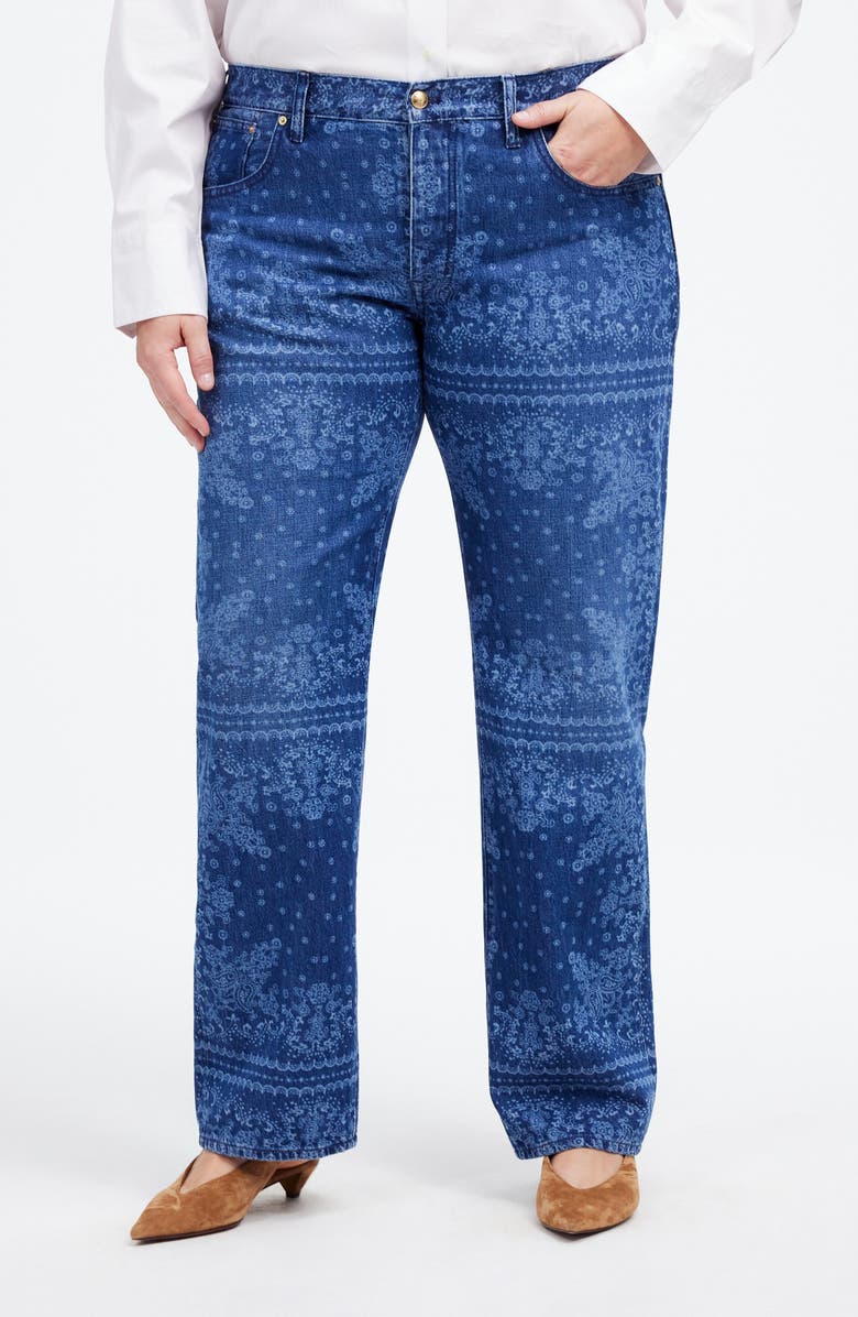 Madewell Low Rise Straight Leg Jeans, Alternate, color, Dark Navy