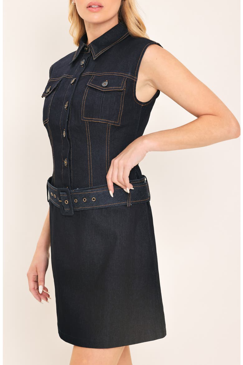 Sleeveless Denim Minidress, Alternate, color, DARK INDIGO