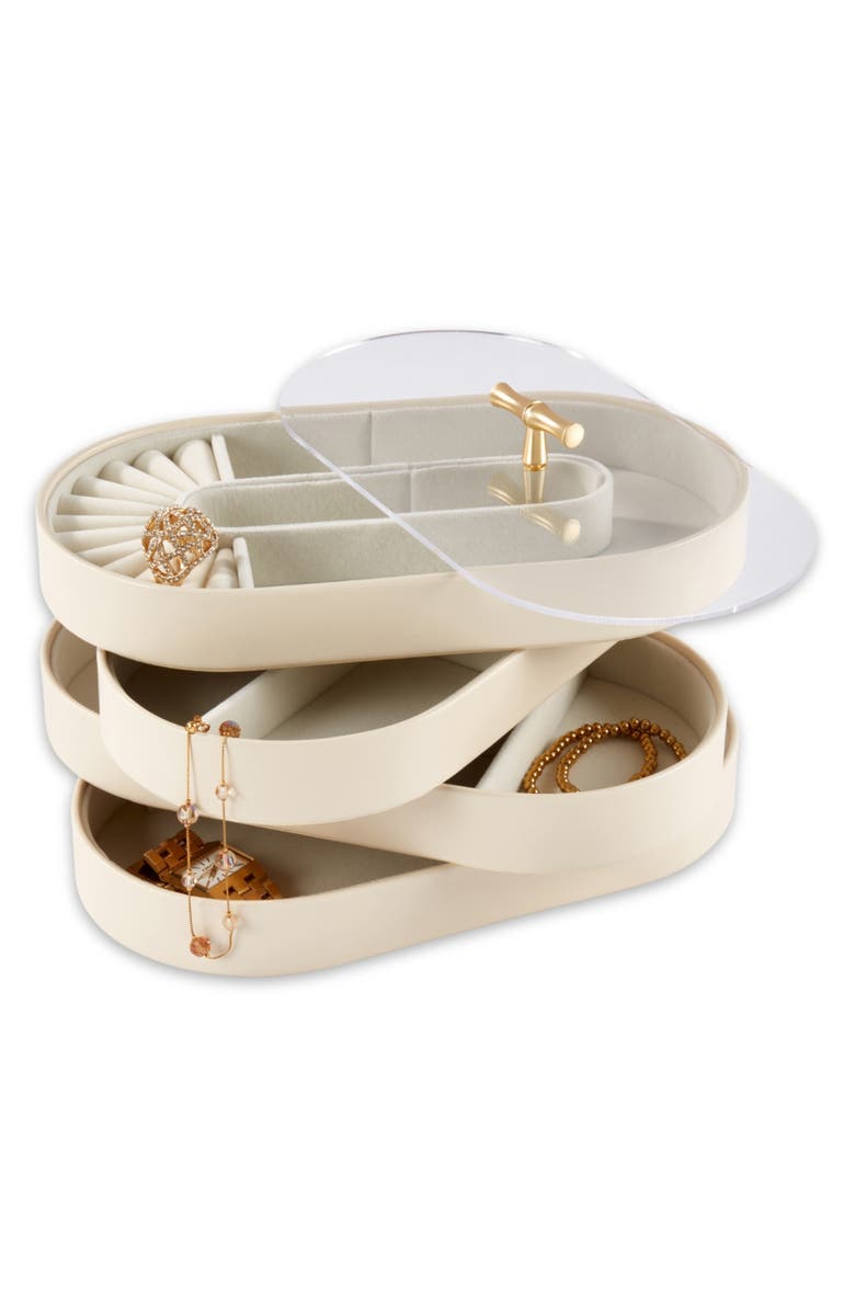 Bey-Berk Stackable Jewelry Storage Trays, Alternate, color, Beige