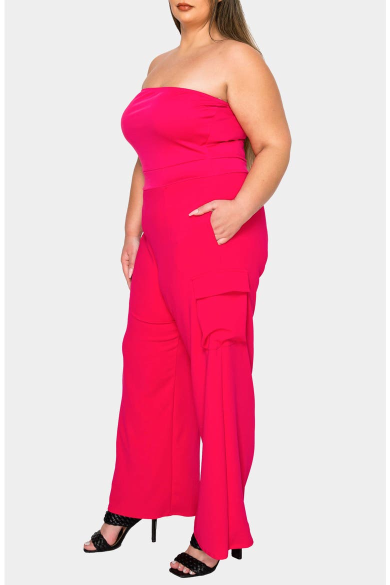 Yumi Strapless Cargo Jumpsuit, Alternate, color, FUCHSIA