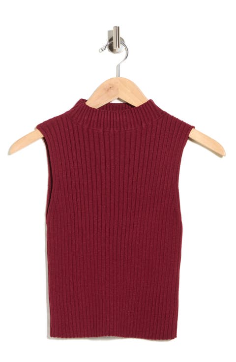 Mock Neck Ribbed Sweater Tank