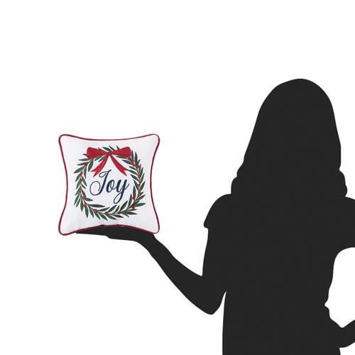 C & F Home C&f Home Joy Wreath Embroidered Small Christmas Pillow, 10" X 10" In Red