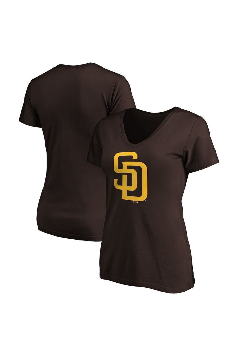 Women's Fanatics Branded Brown San Diego Padres Core Official Logo V-Neck T-Shirt, Main, color, BROWN