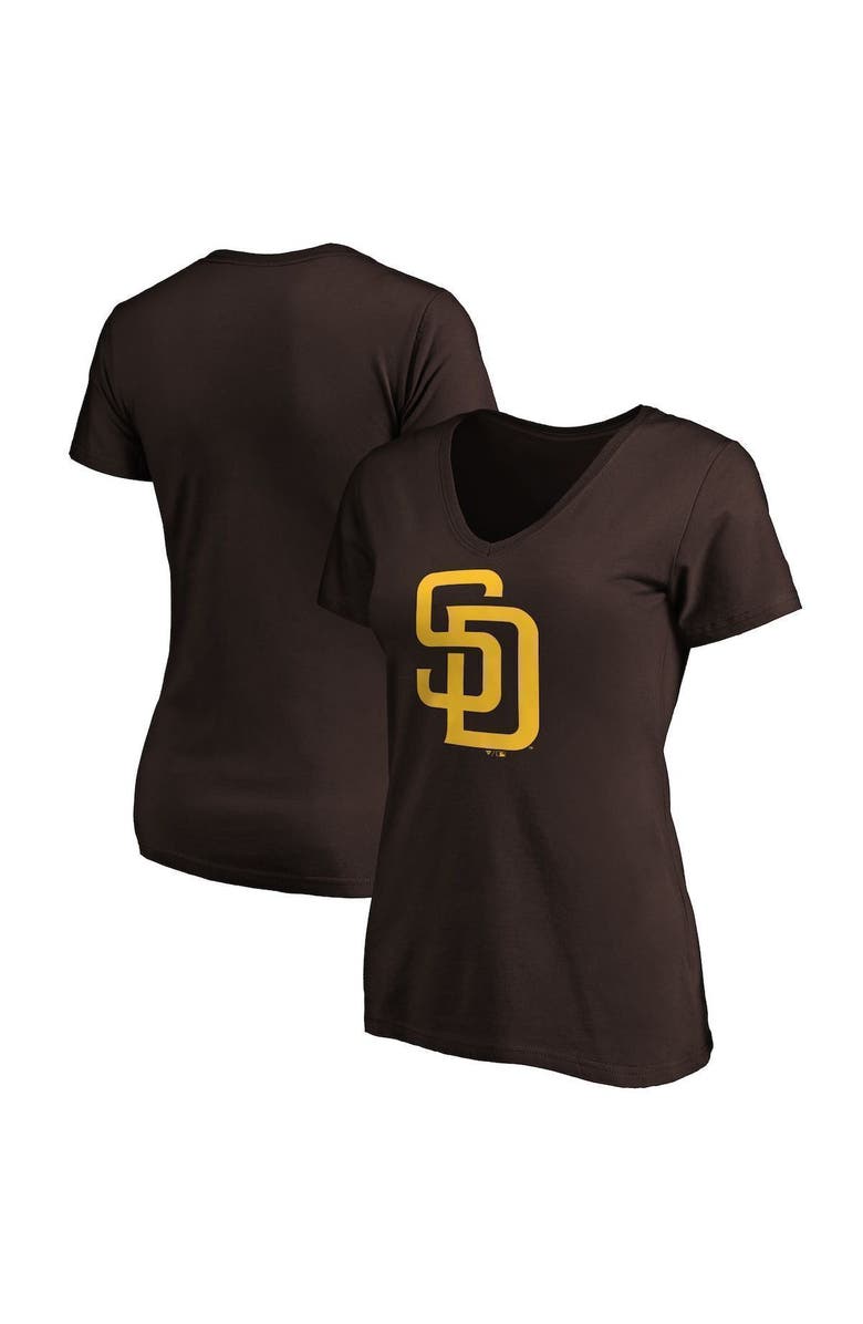 FANATICS Women's Fanatics Branded Brown San Diego Padres Core Official Logo V-Neck T-Shirt, Main, color, Brown