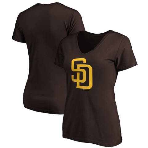Women's Fanatics Branded Brown San Diego Padres Core Official Logo V-Neck T-Shirt
