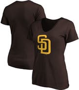 FANATICS Women's Fanatics Branded Brown San Diego Padres Core Official Logo V-Neck T-Shirt