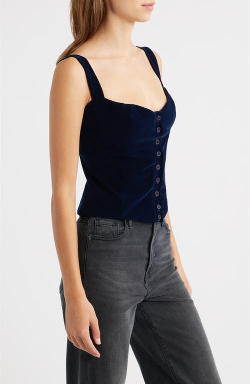 Bella Venice Julie Velveteen Corset Top In Blue