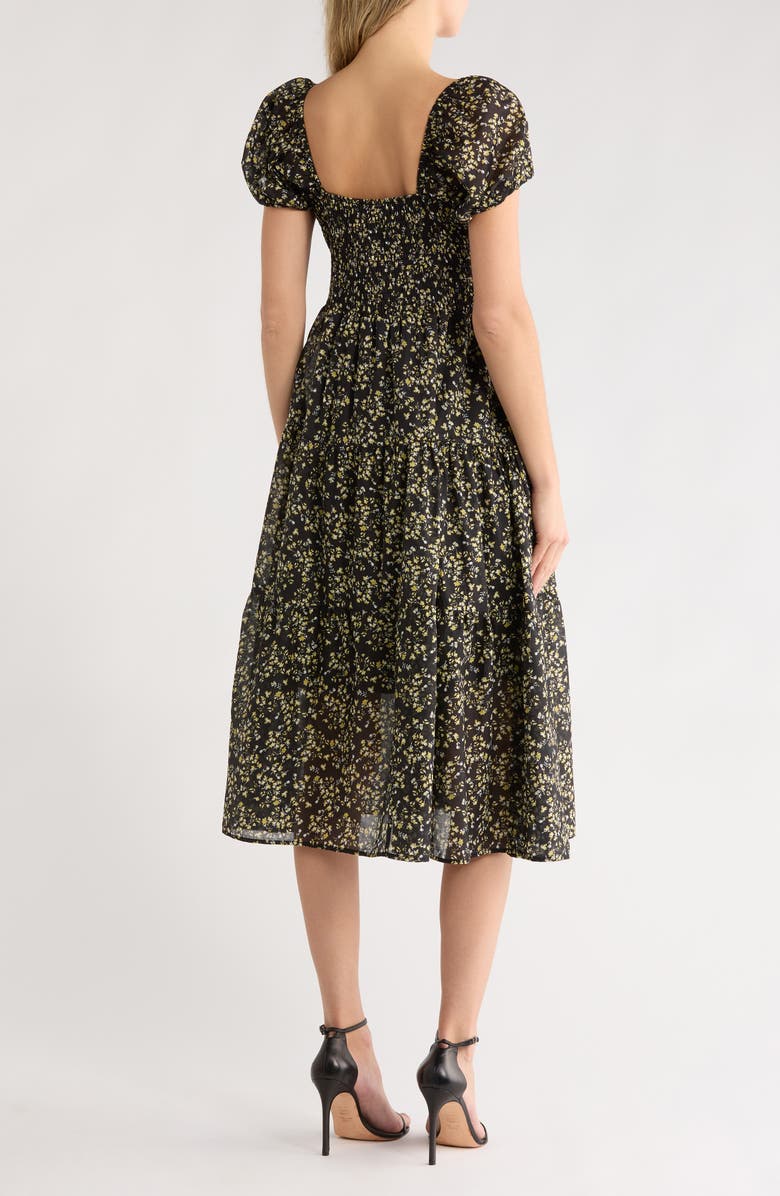 MELLODAY Ditsy Print Midi Dress, Alternate, color, Black Multi