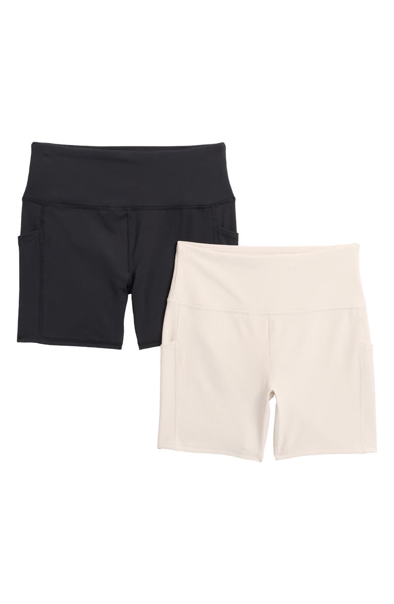RBX 2-Pack Peached & Ribbed Pocket Bike Shorts, Main, color, 