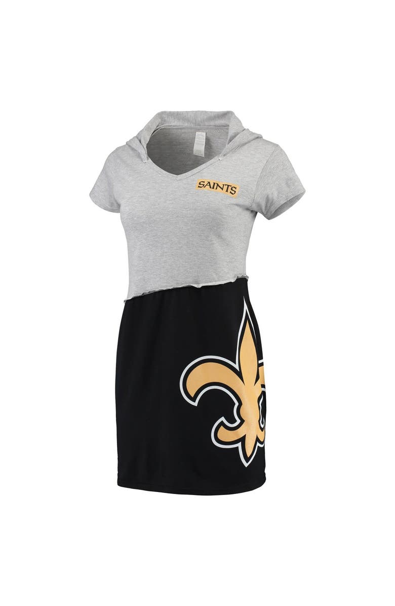 REFRIED APPAREL Women's Refried Apparel Gray/Black New Orleans Saints Sustainable Hooded Mini Dress, Main, color,