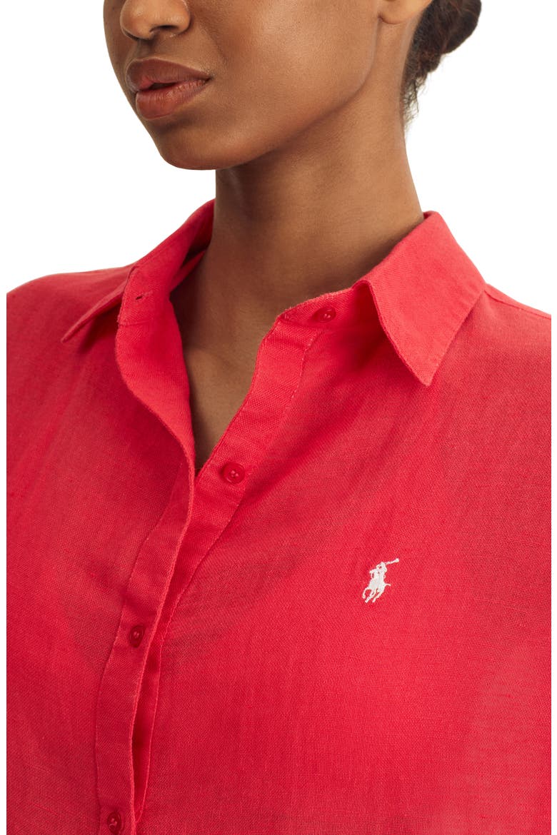 Boyfriend Long Sleeve Cover-Up Tunic, Alternate, color, CRUISE RED