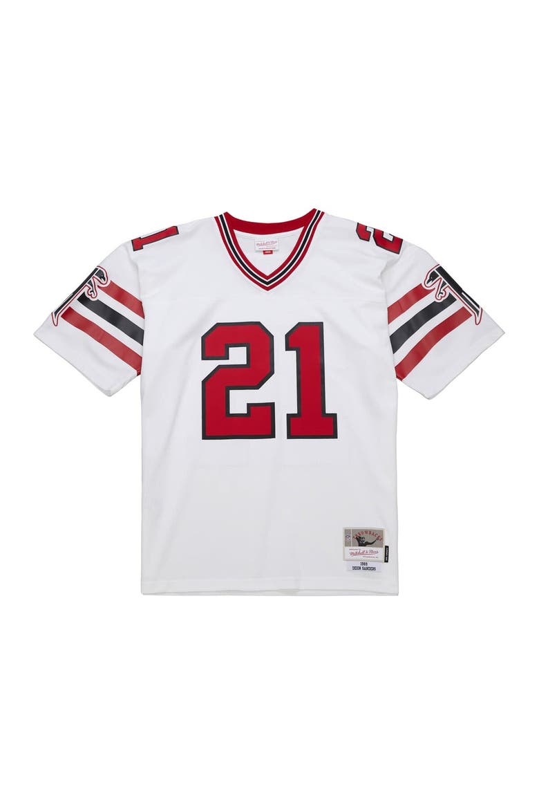 Men's Mitchell & Ness Deion Sanders White Atlanta Falcons 1989 Legacy Replica Jersey, Main, color, White