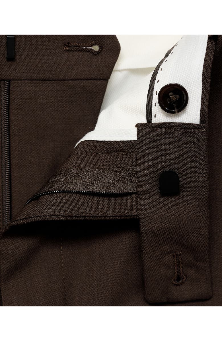 MANGO Turin Virgin Slim Fit Wool Pants, Alternate, color, Brown