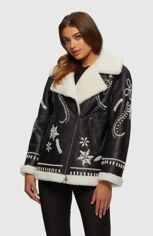 Gorski Shearling Lamb Jacket With Embroidery In Black