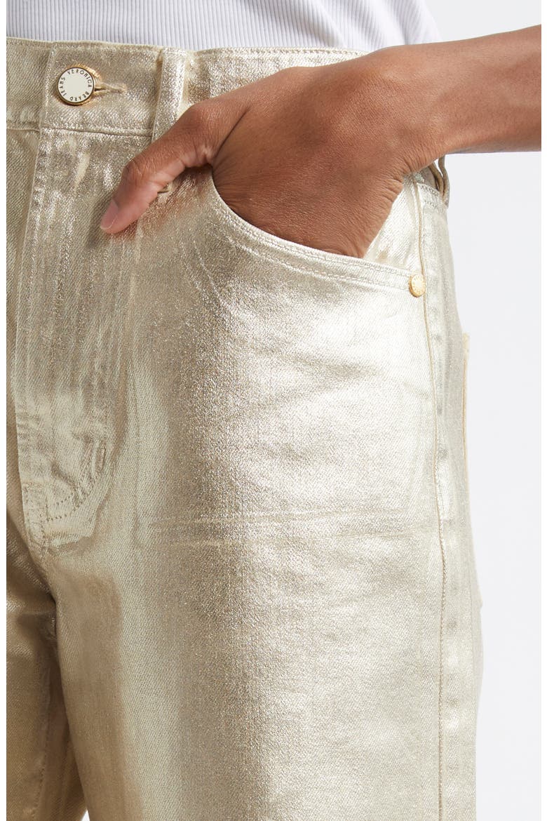 Metallic Bermuda Denim Shorts, Alternate, color, GOLD