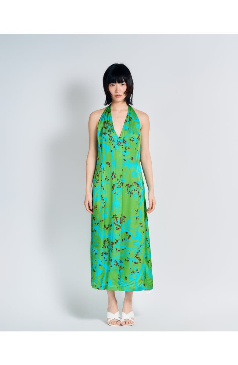 Lost Pattern NYC "Coco Dream" Halter Midi Dress, Main, color, Green