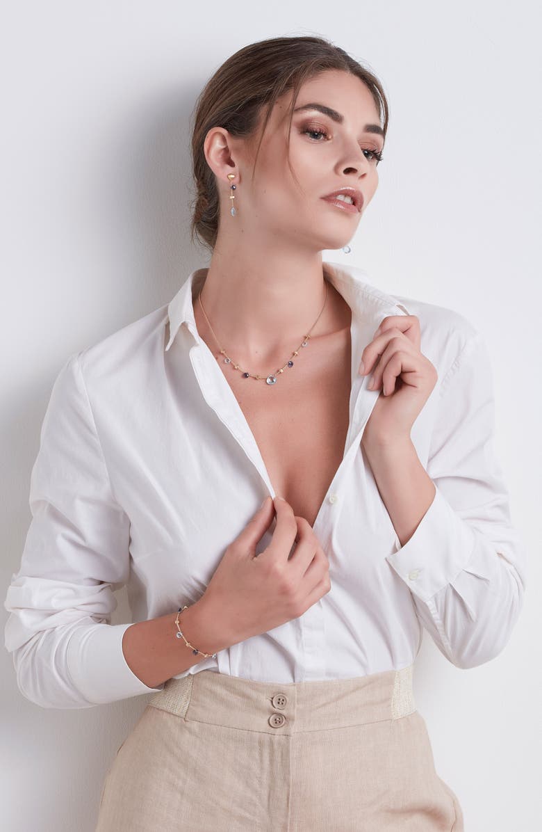 Marco Bicego Paradise 18K Yellow Gold Iolite & Blue Topaz Short Drop Earrings, Alternate, color, Gold